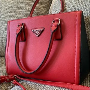 Medium Red Saffiano Prada Purse